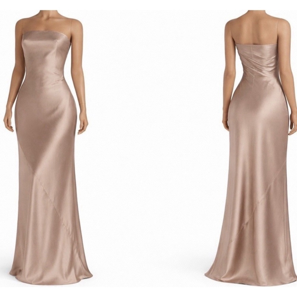 Show Me Your Mumu Taylor Maxi Dress Womens Small Dune Luxe Satin Lined Strapless
